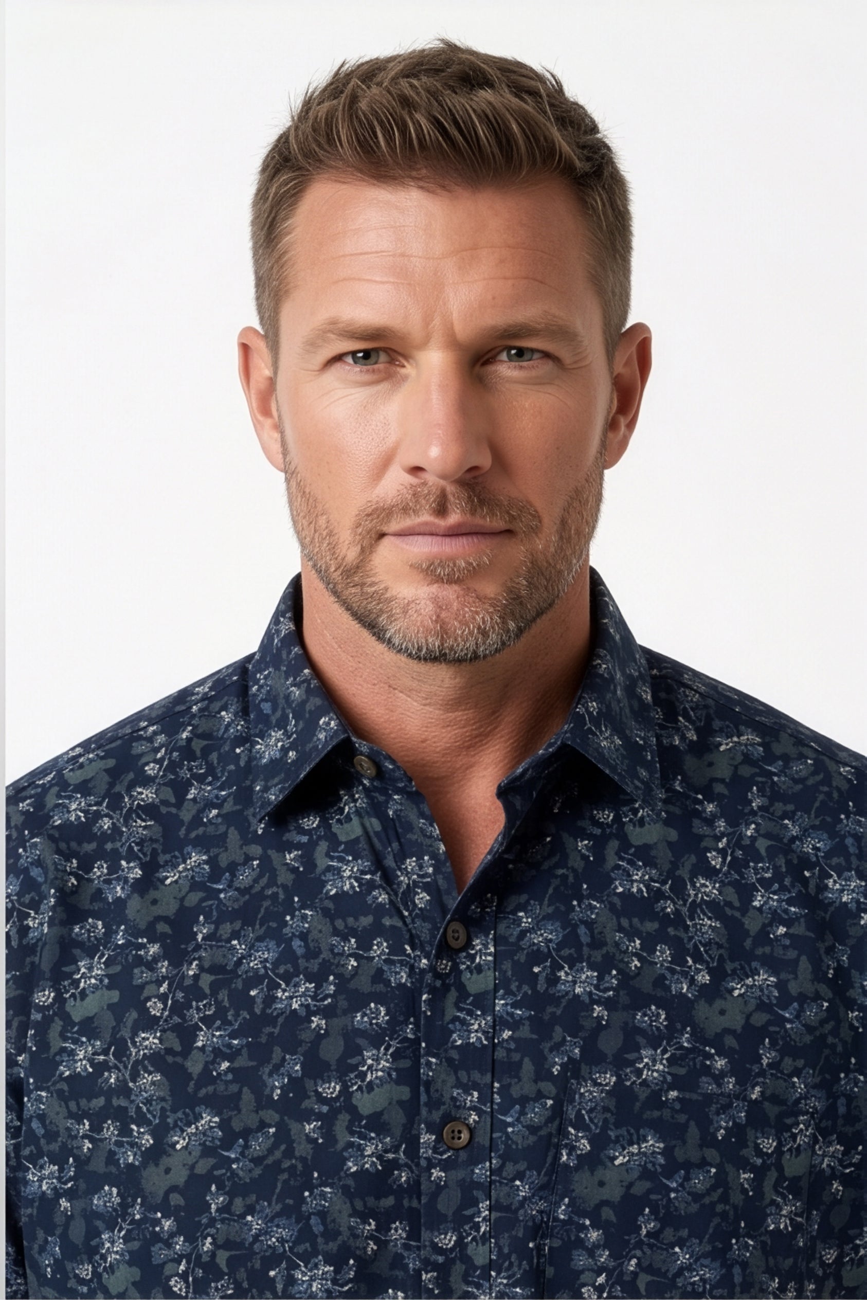 Americus Men's Plus Size Casual Shirt Navy Midnight Floral