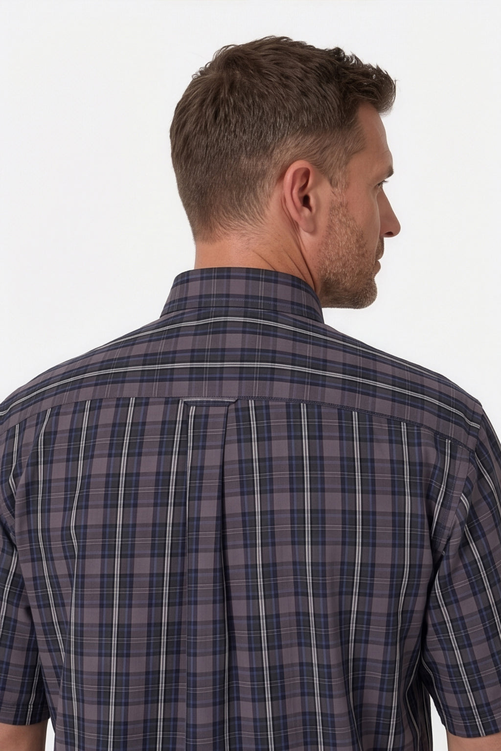 Americus Men's Plus Size Casual Shirt Charcoal Navy Plaid