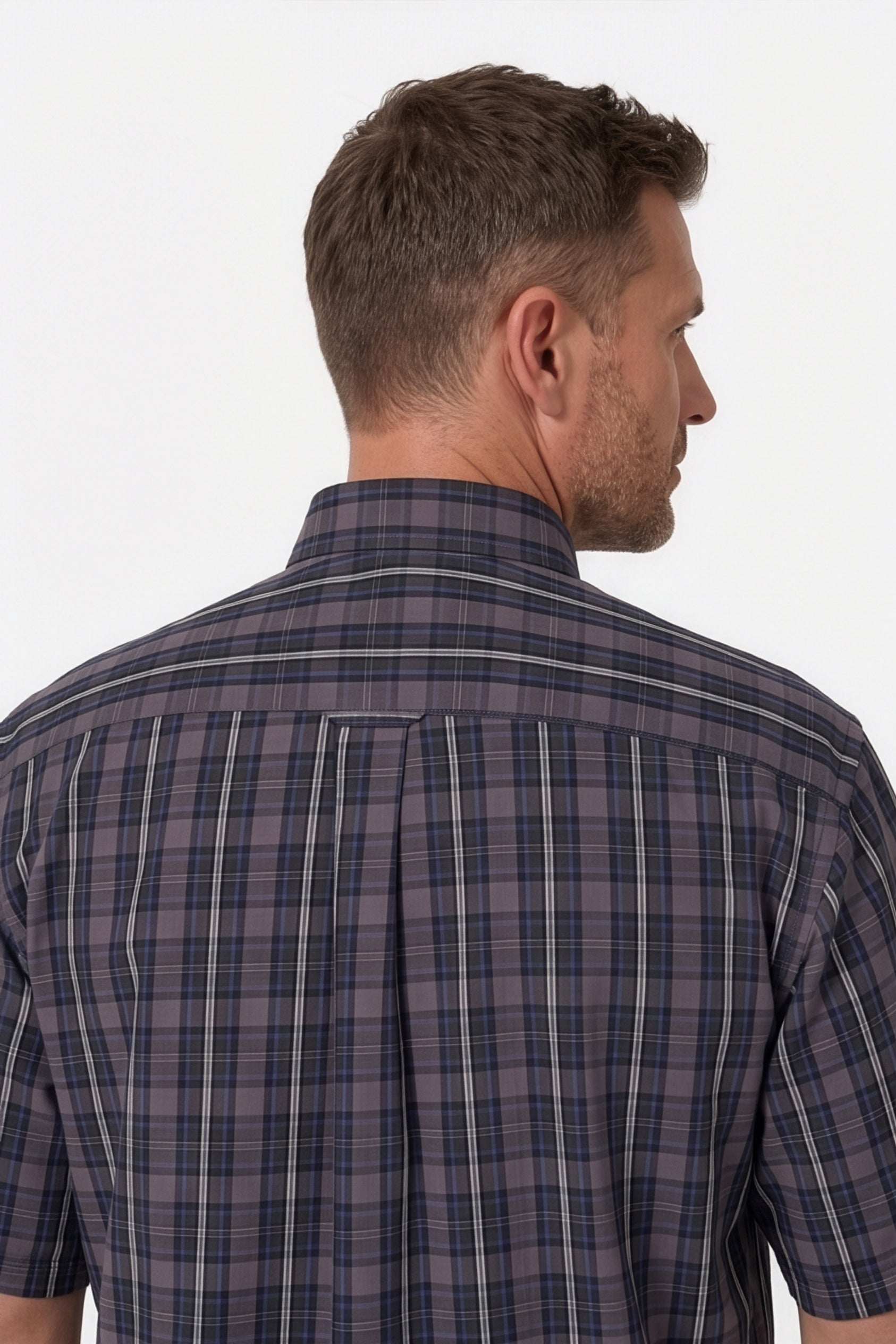 Americus Men's Plus Size Casual Shirt Charcoal Navy Plaid