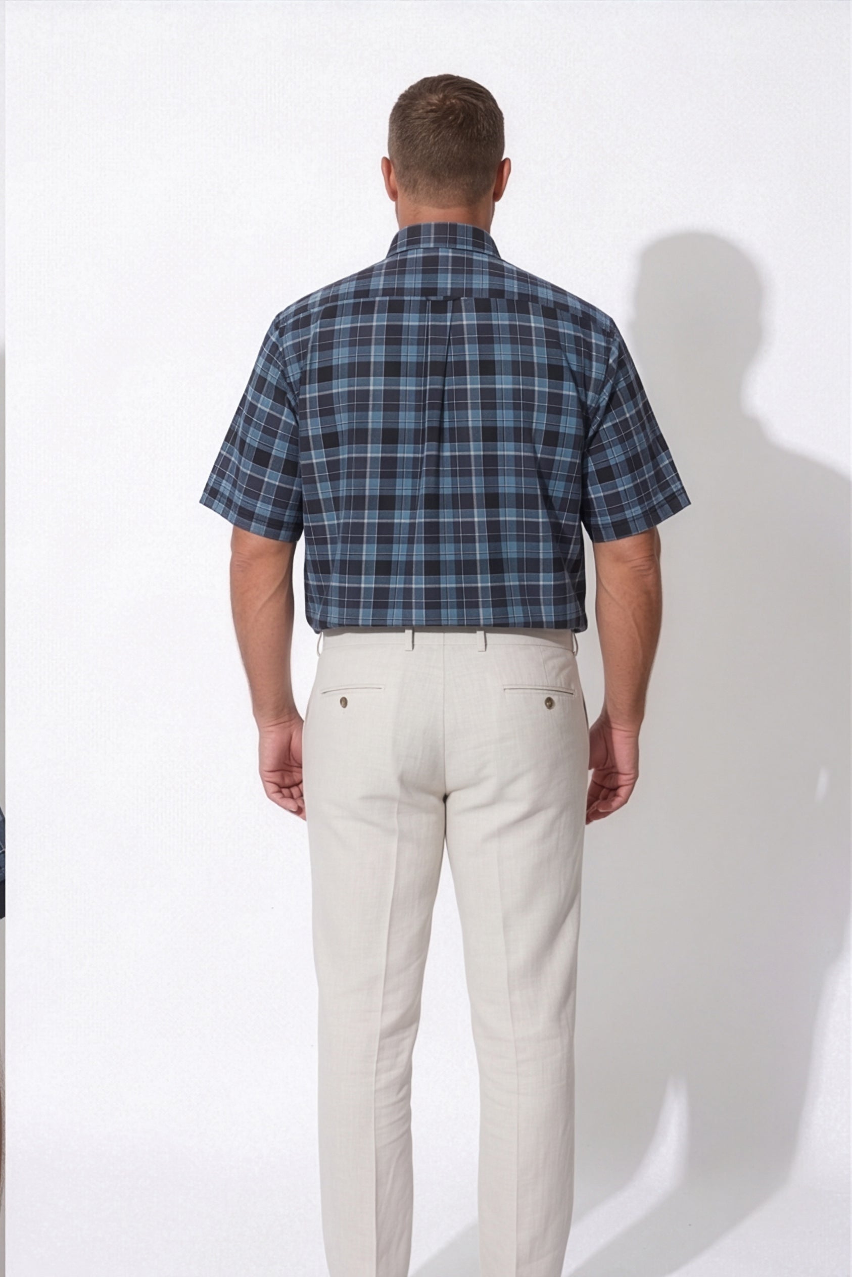 Americus Men's Plus Size Casual Shirt Steel Blue Navy Large Tartan
