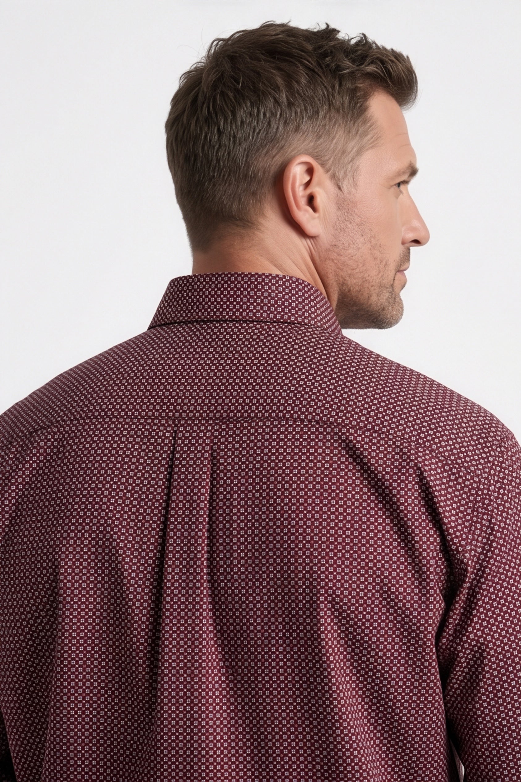 Americus Men's Plus Size Casual Shirt Deep Maroon Cream Micro Diamond
