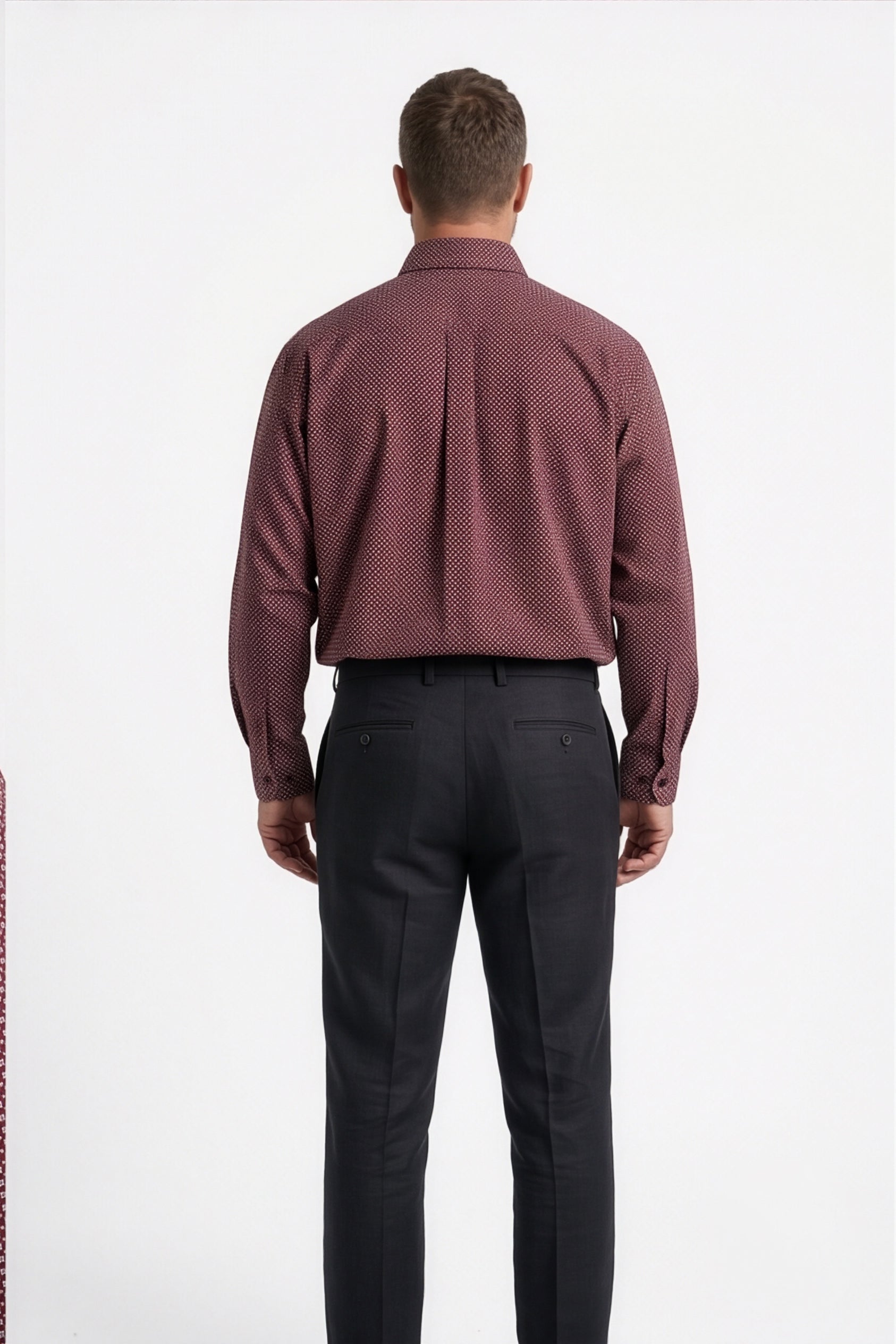 Americus Men's Plus Size Casual Shirt Deep Maroon Cream Micro Diamond