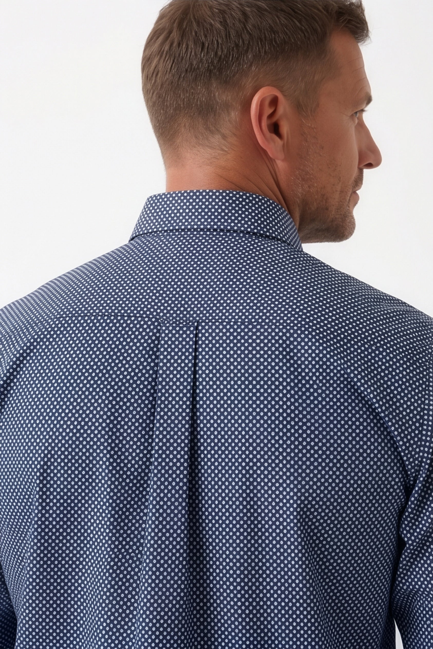 Americus Men's Plus Size Casual Shirt Navy White Micro Dot