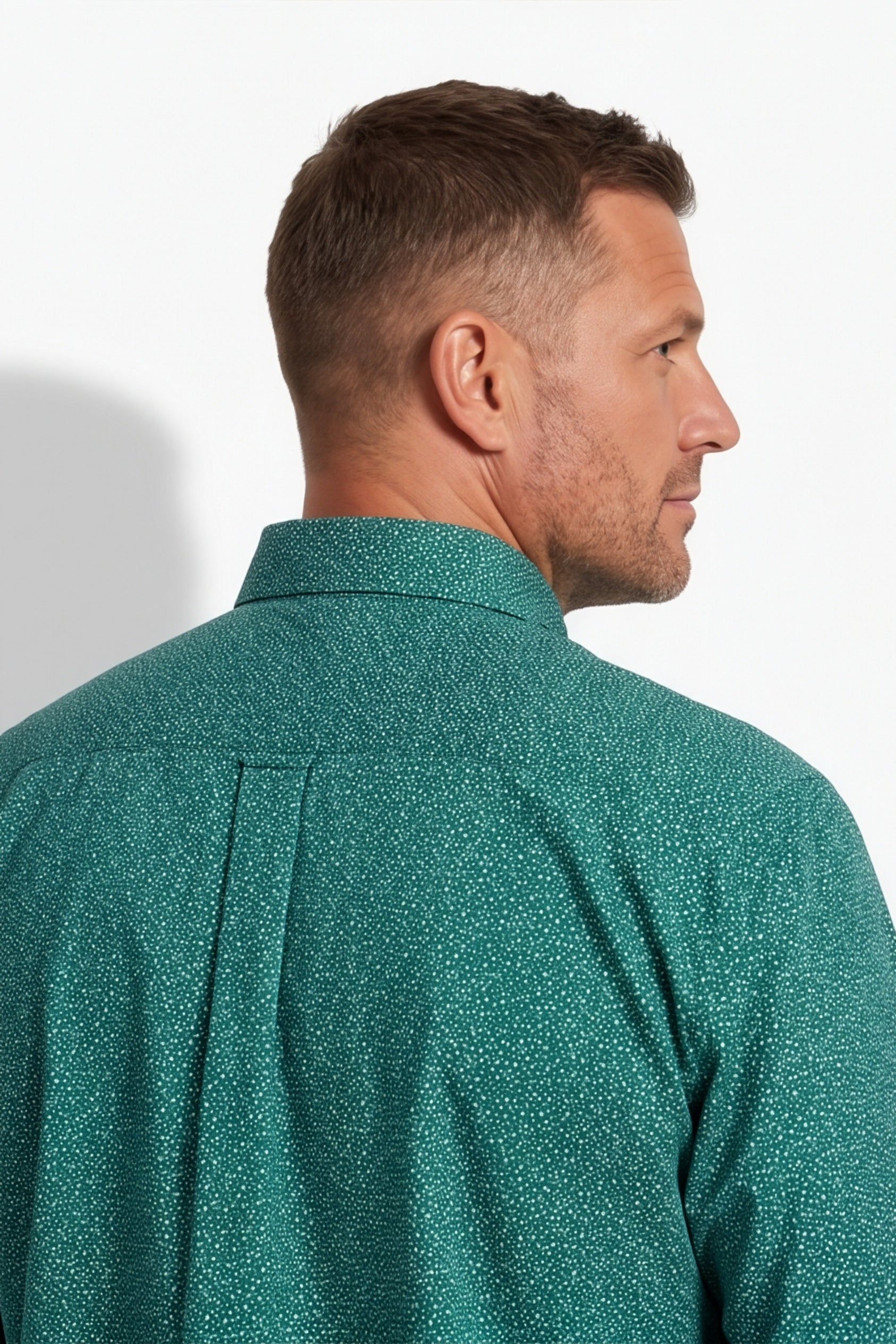 Americus Men's Plus Size Casual Shirt Emerald Green White Ditsy Scatter