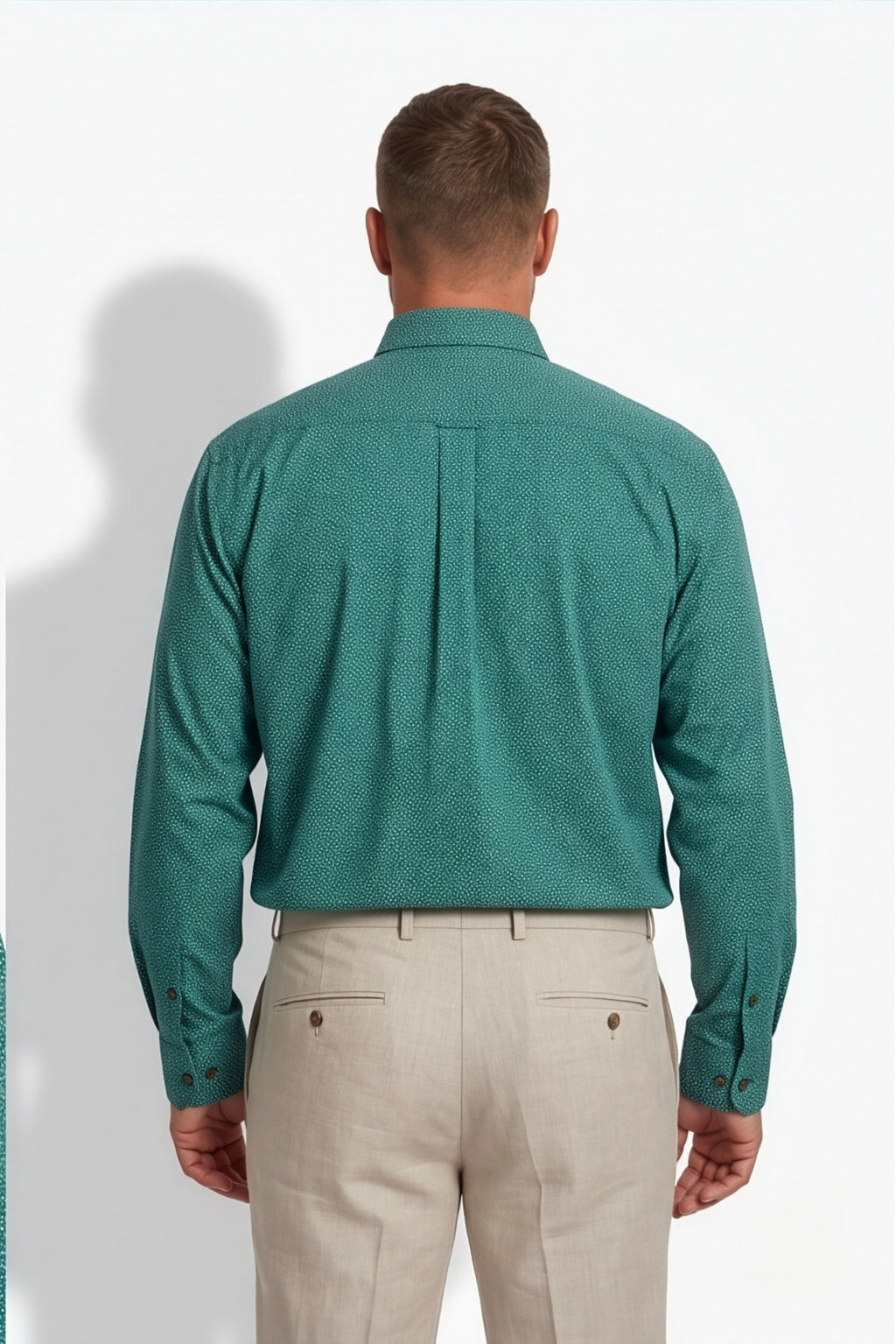 Americus Men's Plus Size Casual Shirt Emerald Green White Ditsy Scatter