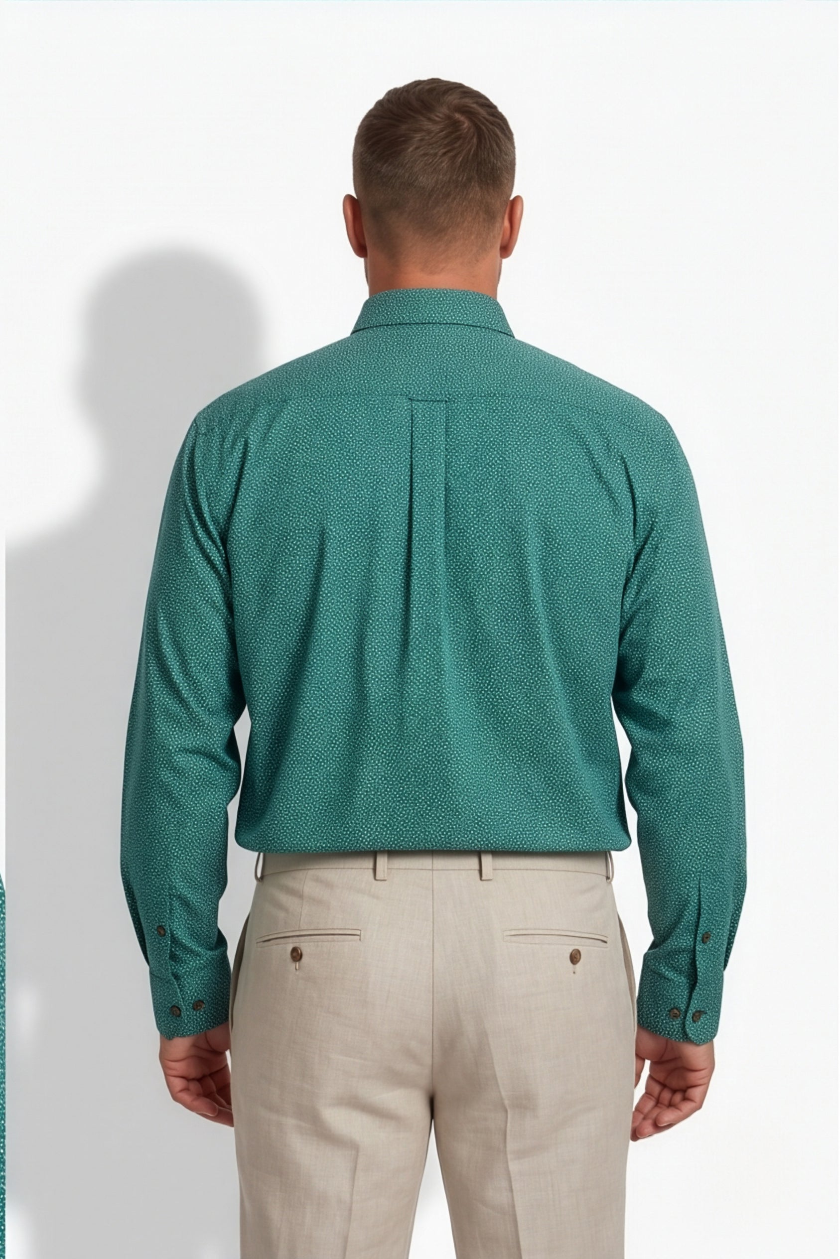 Americus Men's Plus Size Casual Shirt Emerald Green White Ditsy Scatter