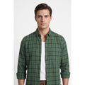 Americus Mens Twill Check Shirt Olive Green Windowpane