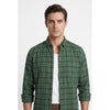 Americus Mens Twill Check Shirt Olive Green Windowpane