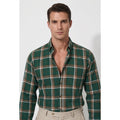 Americus Mens Twill Check Shirt Emerald Green Rust Tartan