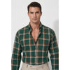 Americus Mens Twill Check Shirt Emerald Green Rust Tartan