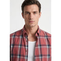 Americus Mens Twill Check Shirt Terracotta Rose Tartan