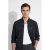 Americus Men's Printed Cotton Shirt Midnight Black Navy Tonal Swirl Wave