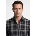Calcani Men's Formal Shirt Charcoal Black Grey White Large Tartan Plaid
