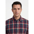 Calcani Men's Formal Shirt Deep Red Navy Teal Large Tartan