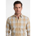 Calcani Men's Formal Shirt Sand Khaki Sky Blue Large Plaid