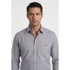 Calcani Men's Formal Shirt Steel Grey Navy Large Windowpane