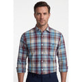 Calcani Men's Formal Shirt Burgundy Sky Blue Cream Tan Large Plaid