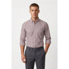 Calcani Men's Formal Shirt Wine Stripe