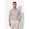 Calcani Men's Formal Shirt Taupe Stripe