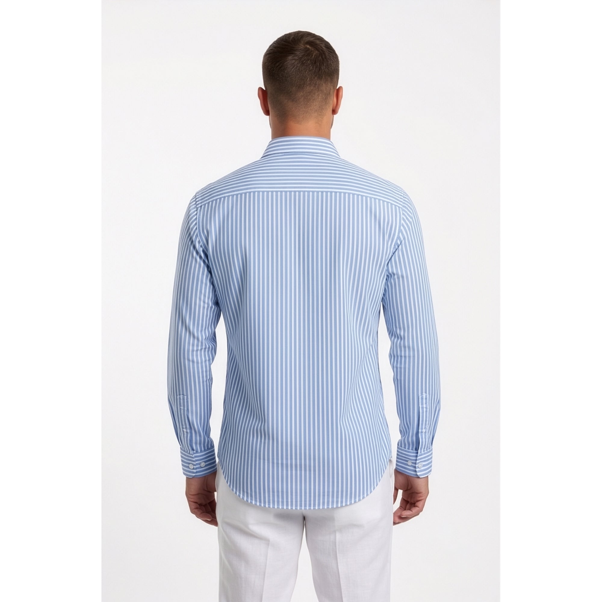 Calcani Men's Formal Shirt Cornflower Blue Stripe