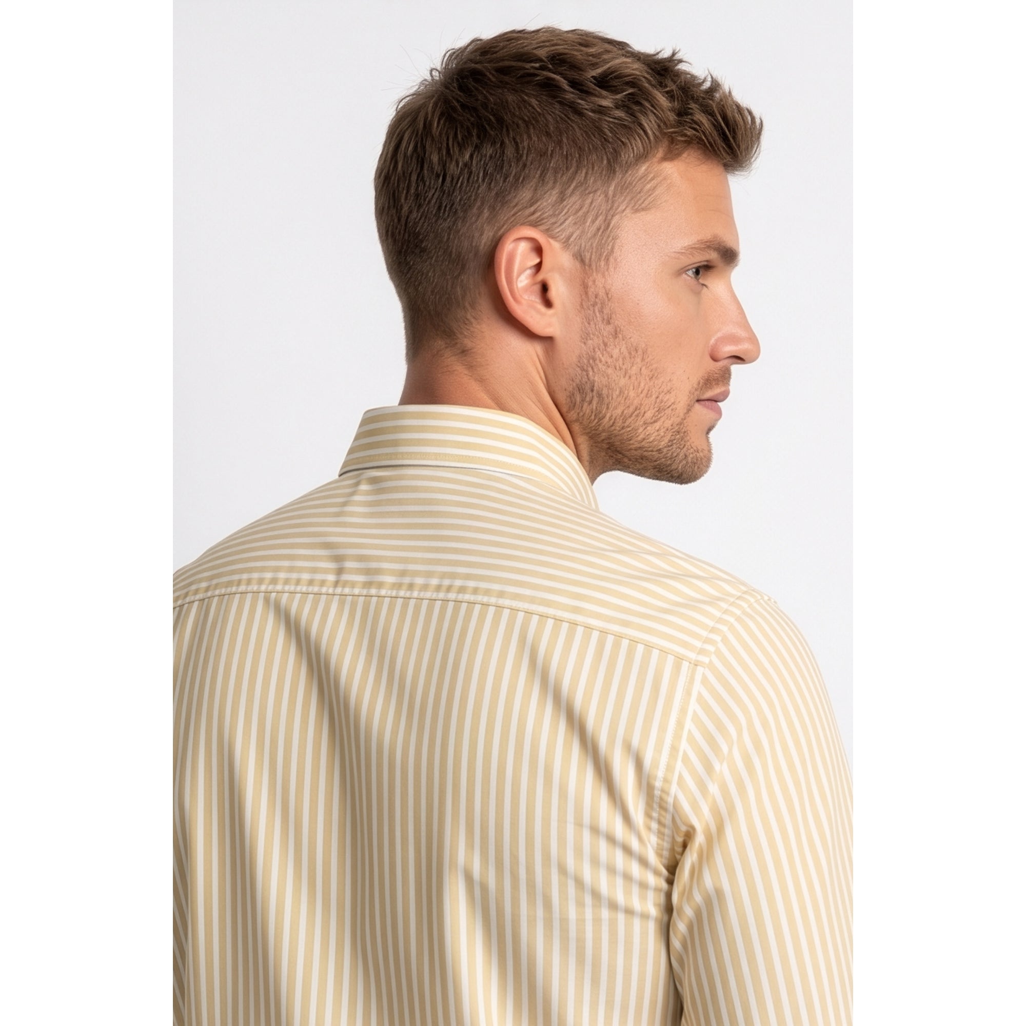 Calcani Men's Formal Shirt Golden Yellow Stripe