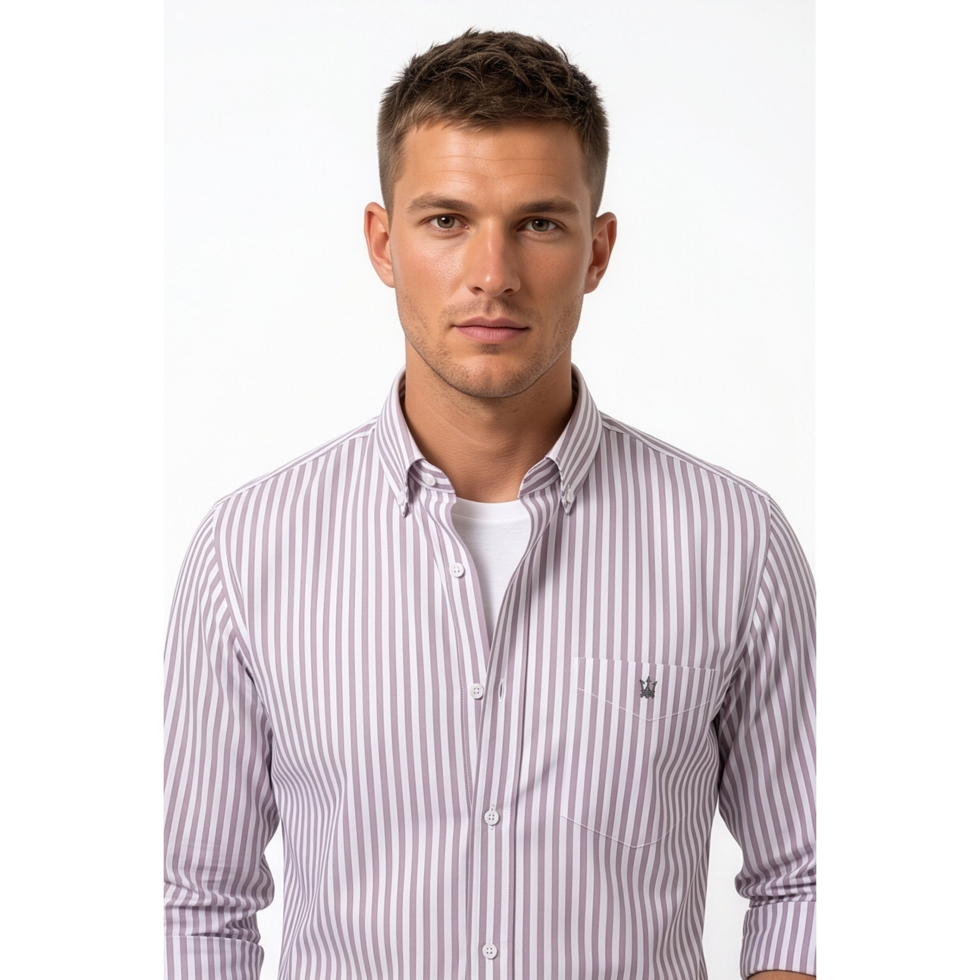 Calcani Men's Formal Shirt Lavender Stripe