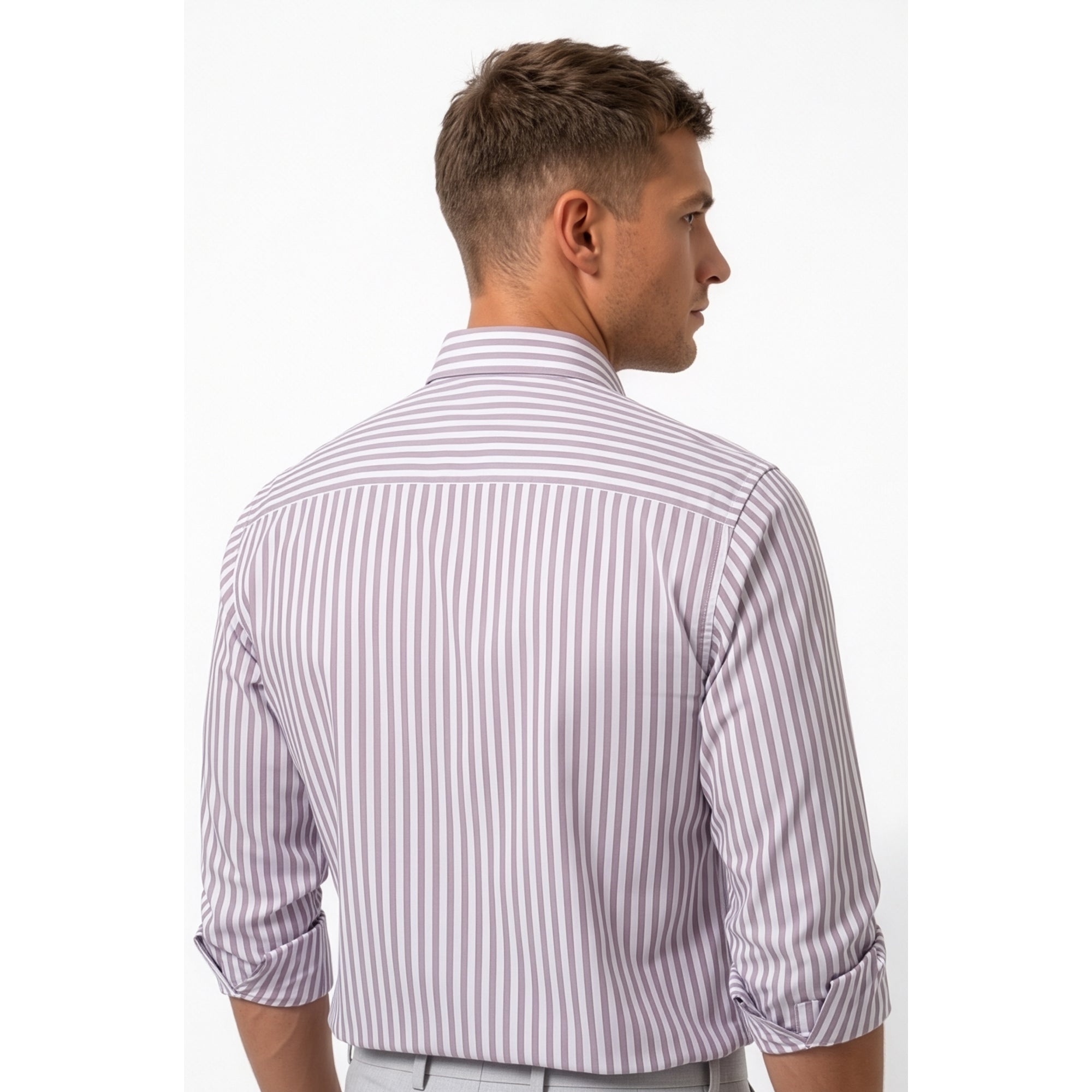 Calcani Men's Formal Shirt Lavender Stripe