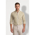 Calcani Men's Formal Shirt Olive Khaki Stripe