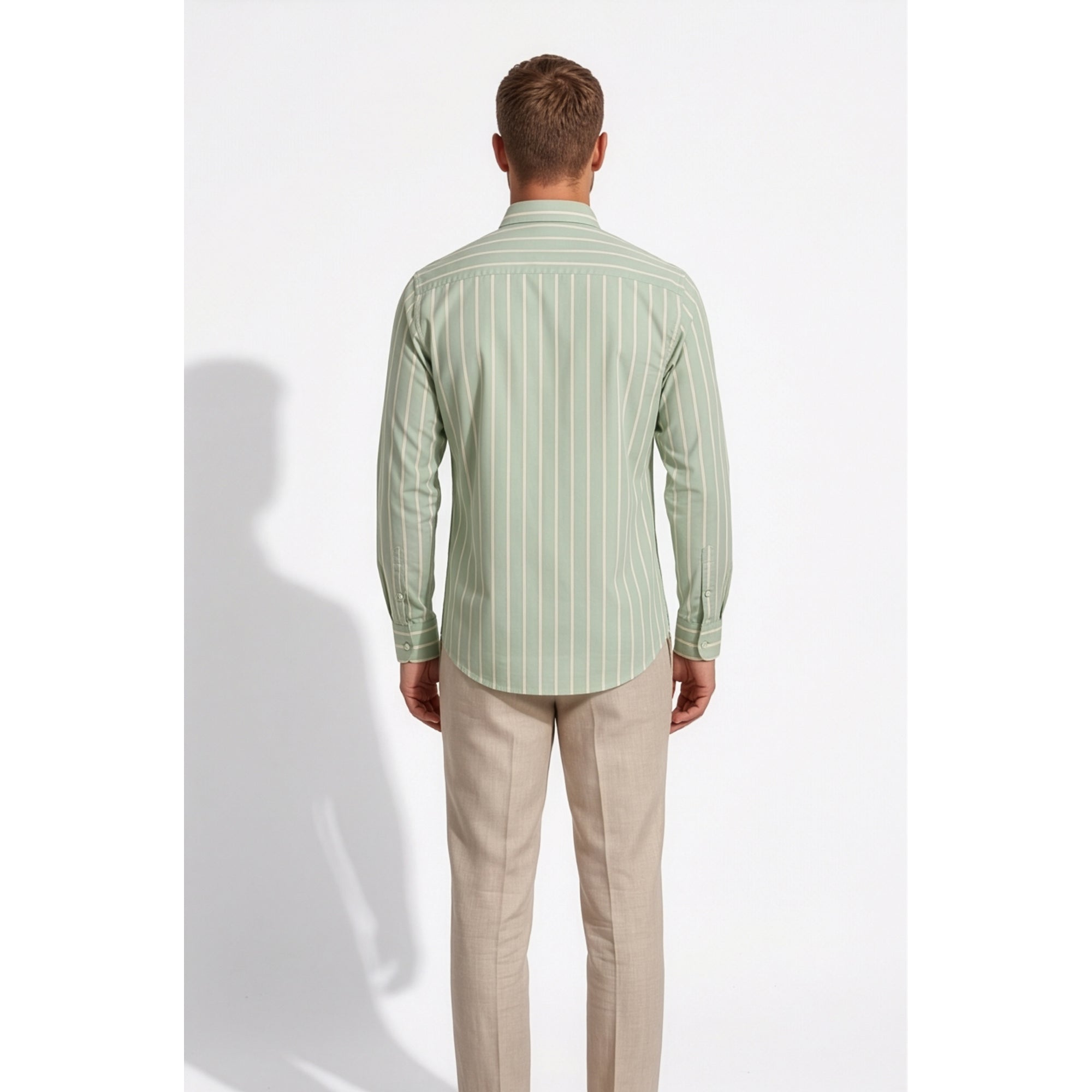 Calcani Men's Formal Shirt Sage Green Stripe