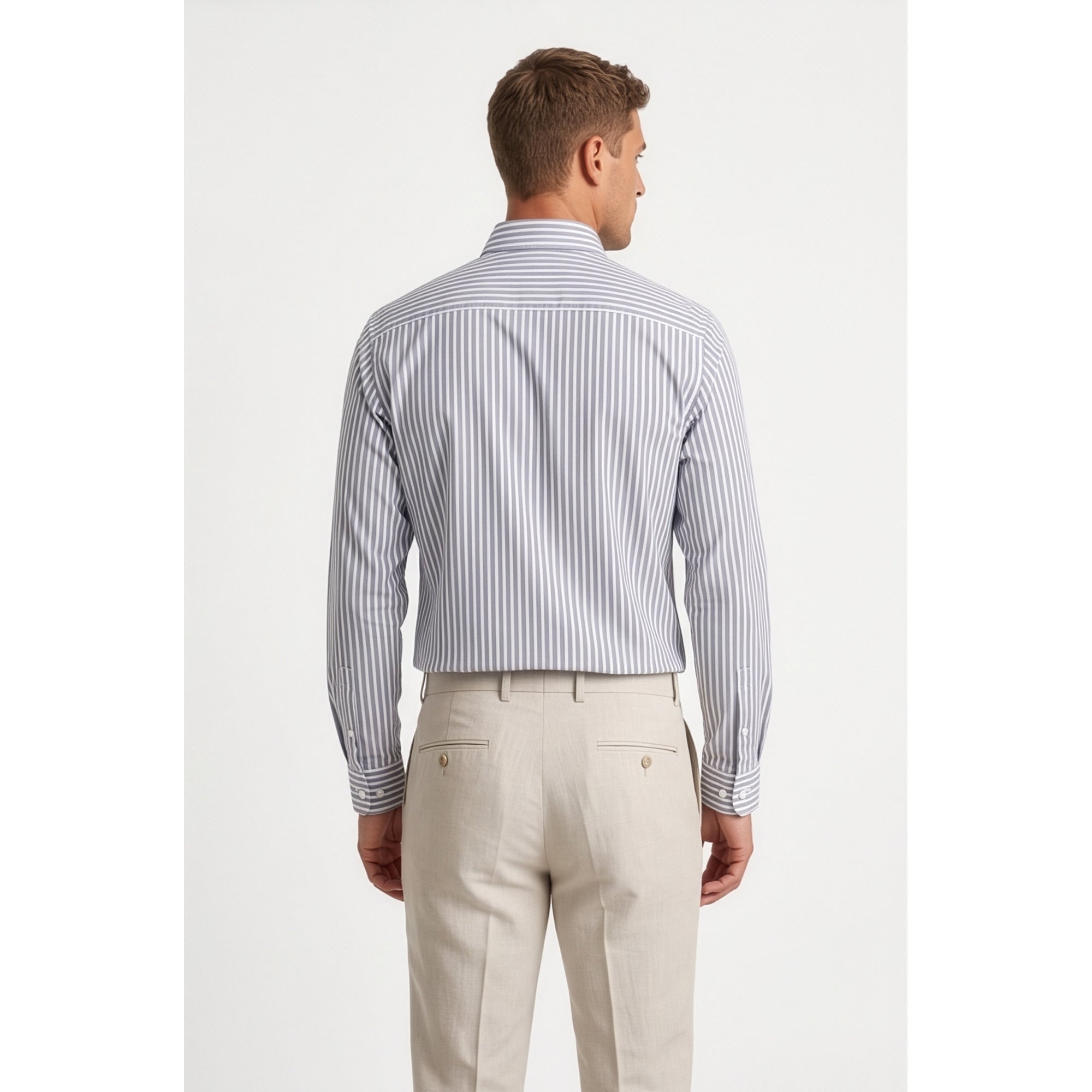 Calcani Men's Formal Shirt Steel Blue Stripe