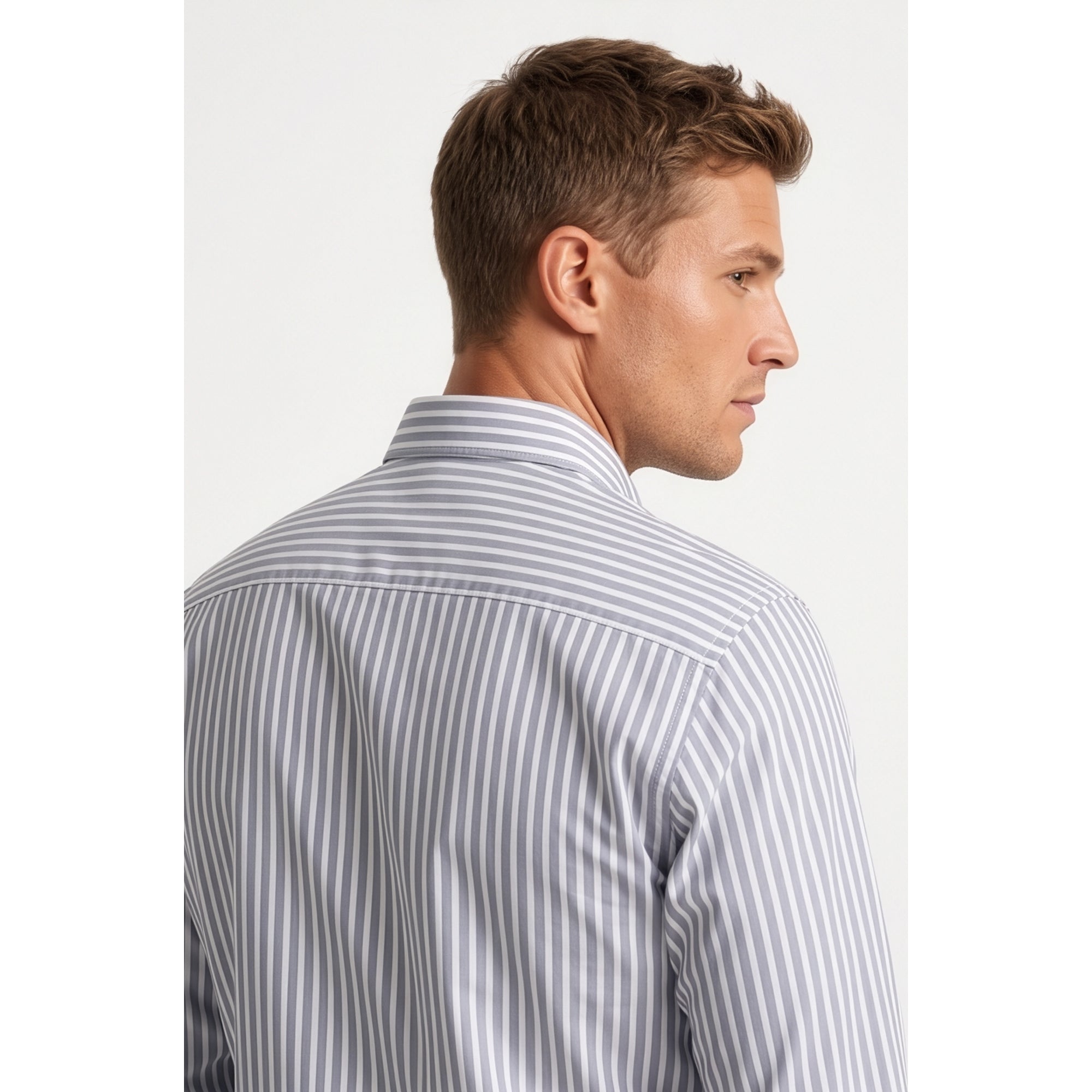 Calcani Men's Formal Shirt Steel Blue Stripe