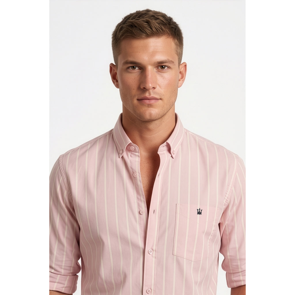 Calcani Men's Formal Shirt Blush Pink Stripe