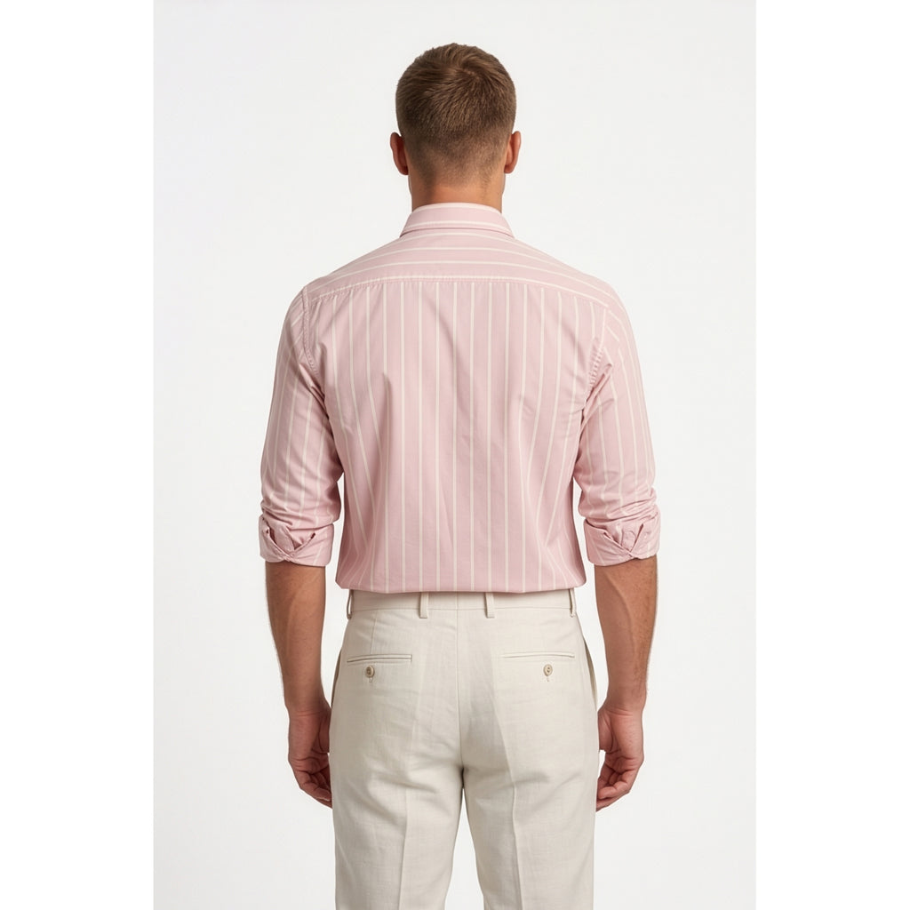 Calcani Men's Formal Shirt Blush Pink Stripe
