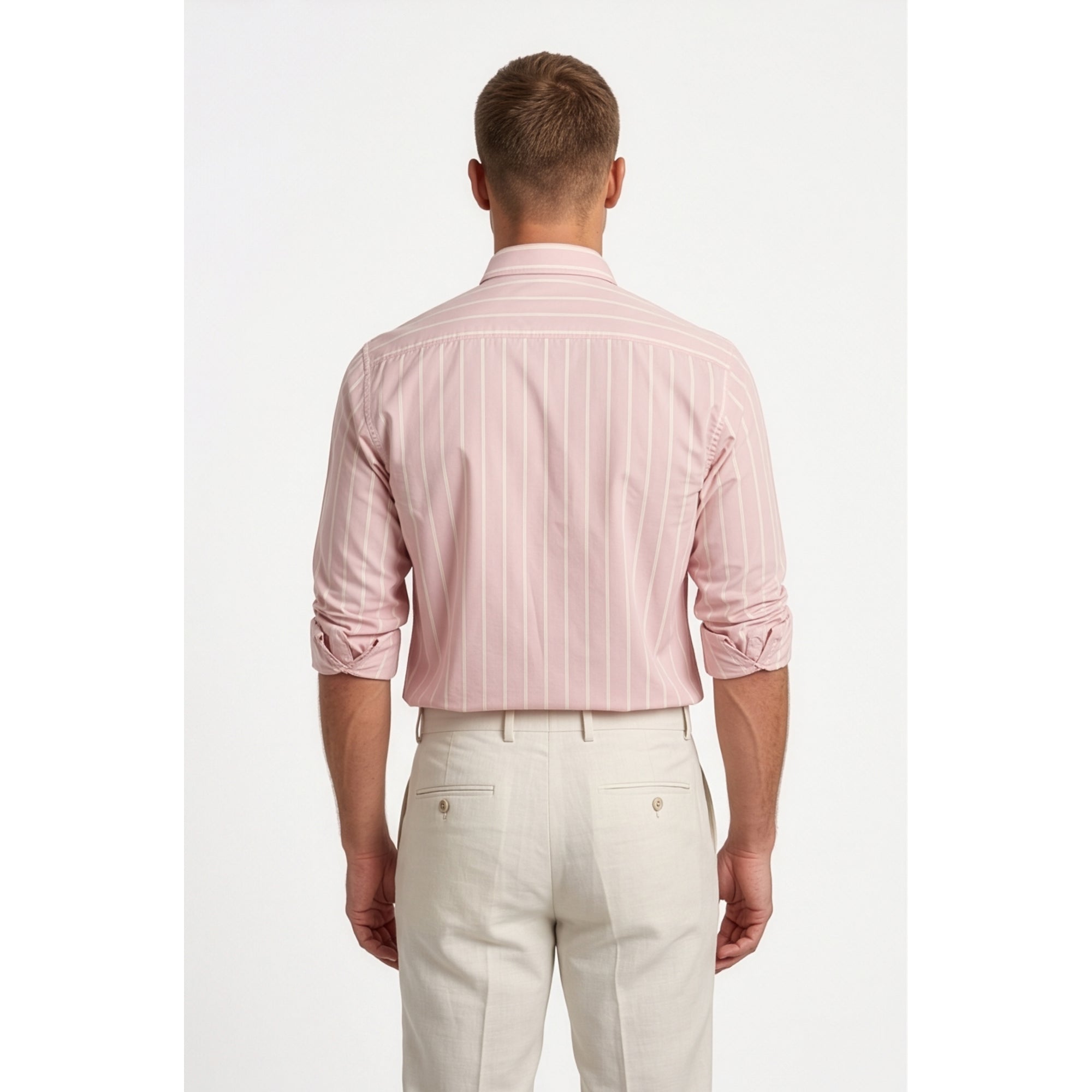 Calcani Men's Formal Shirt Blush Pink Stripe