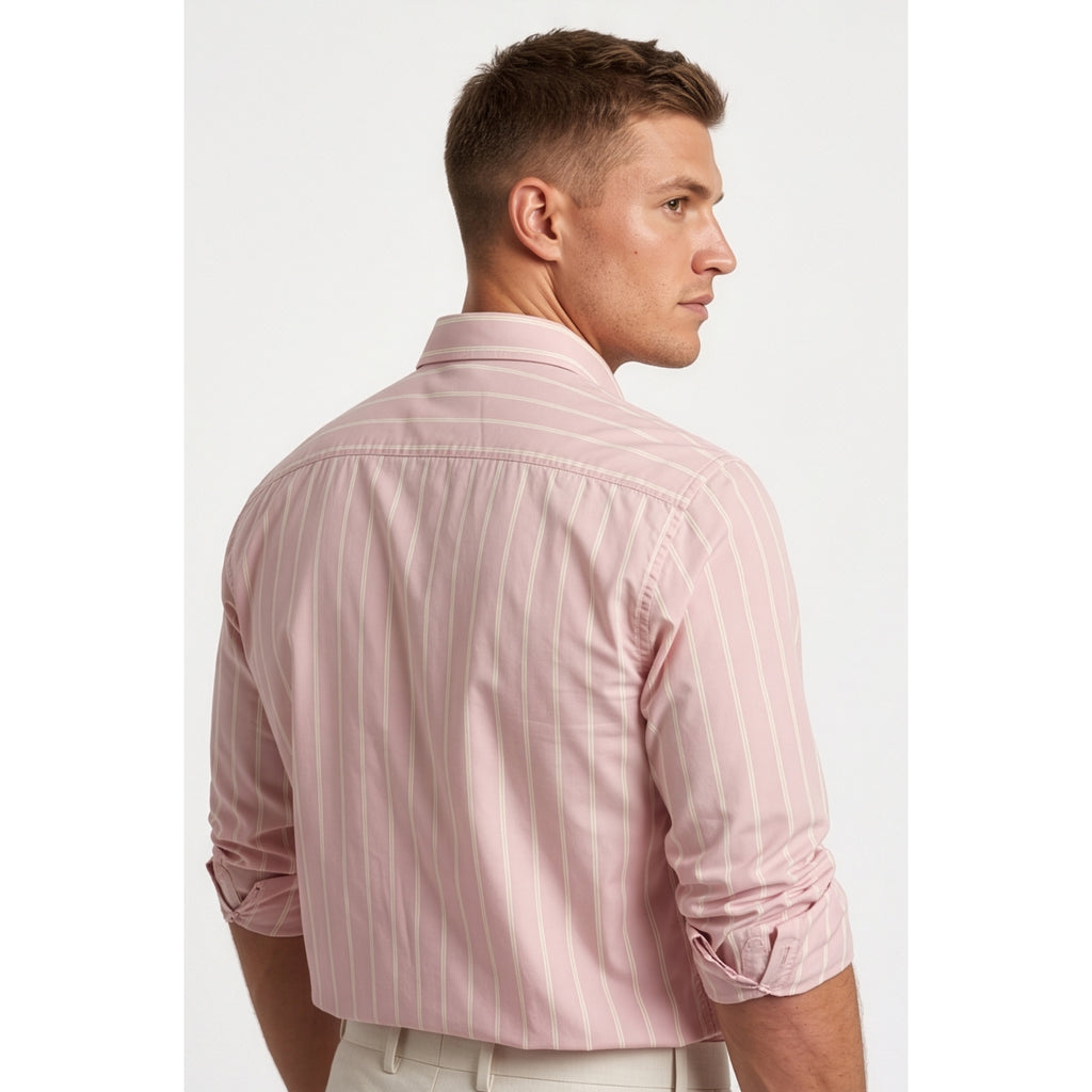 Calcani Men's Formal Shirt Blush Pink Stripe