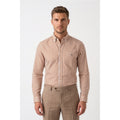 Calcani Men's Formal Shirt Caramel Brown Stripe