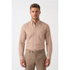 Calcani Men's Formal Shirt Caramel Brown Stripe
