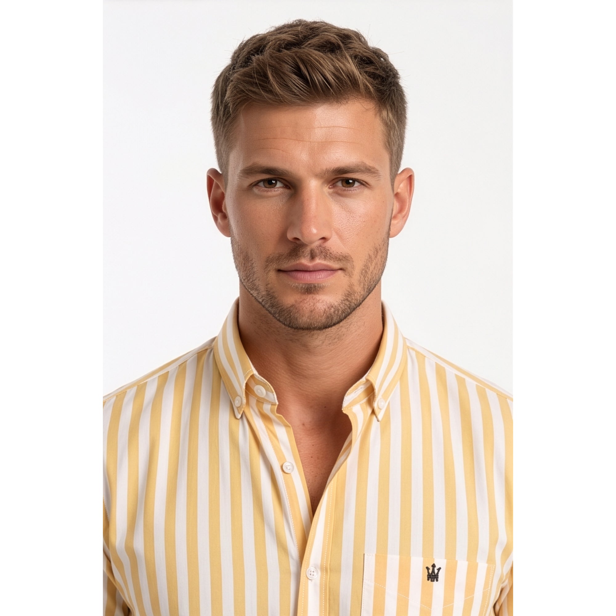 Calcani Men's Formal Shirt Sunshine Yellow Stripe