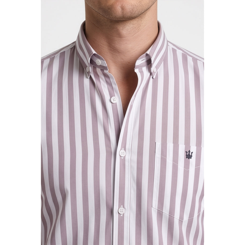 Calcani Men's Formal Shirt Dusty Mauve Stripe