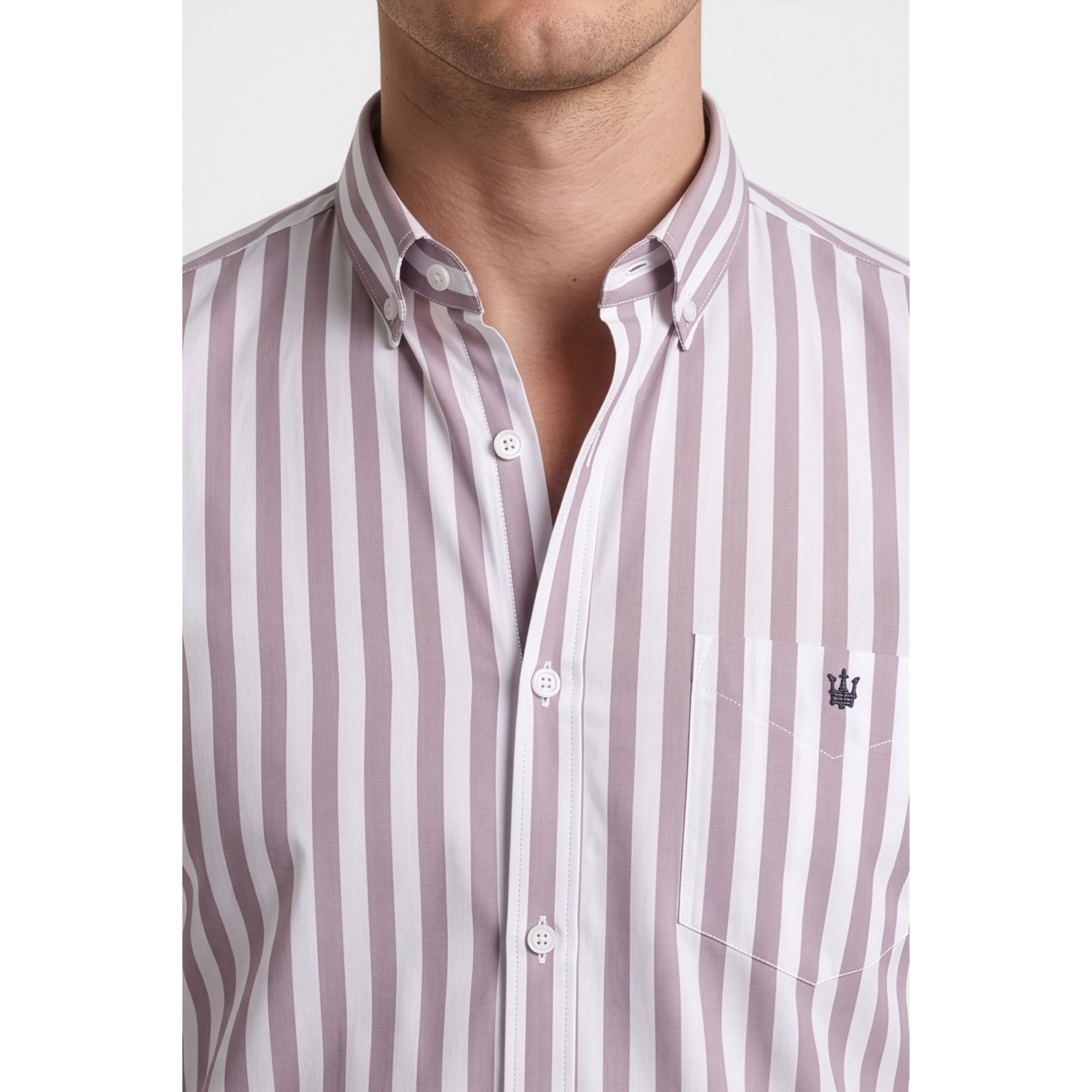 Calcani Men's Formal Shirt Dusty Mauve Stripe