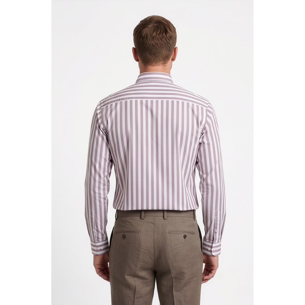 Calcani Men's Formal Shirt Dusty Mauve Stripe