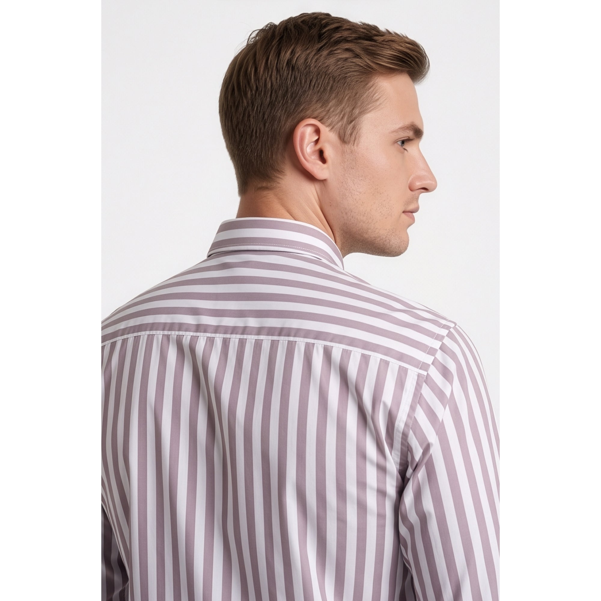 Calcani Men's Formal Shirt Dusty Mauve Stripe