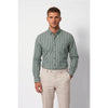 Calcani Men's Formal Shirt Teal Green Stripe