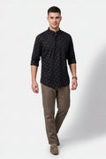 Black geometric printed short kurta, back view