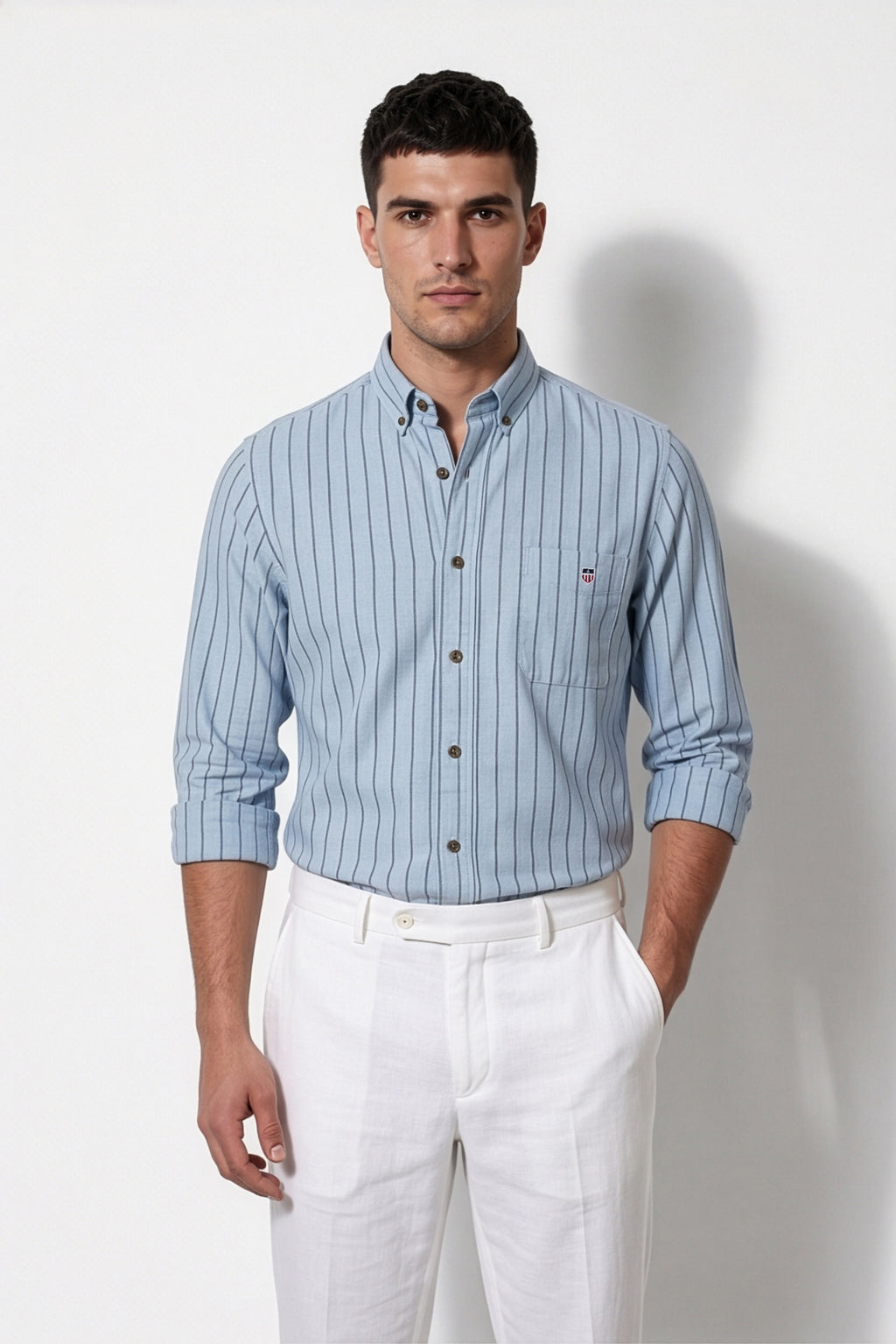 Americus Stripe Shirt – Sky Blue Pinstripe