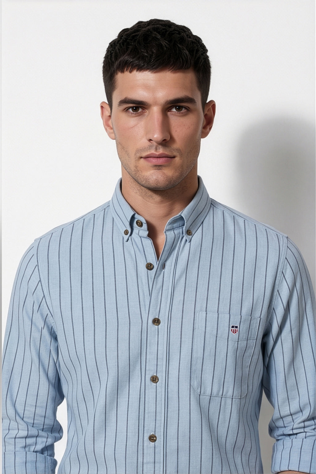 Americus Stripe Shirt – Sky Blue Pinstripe
