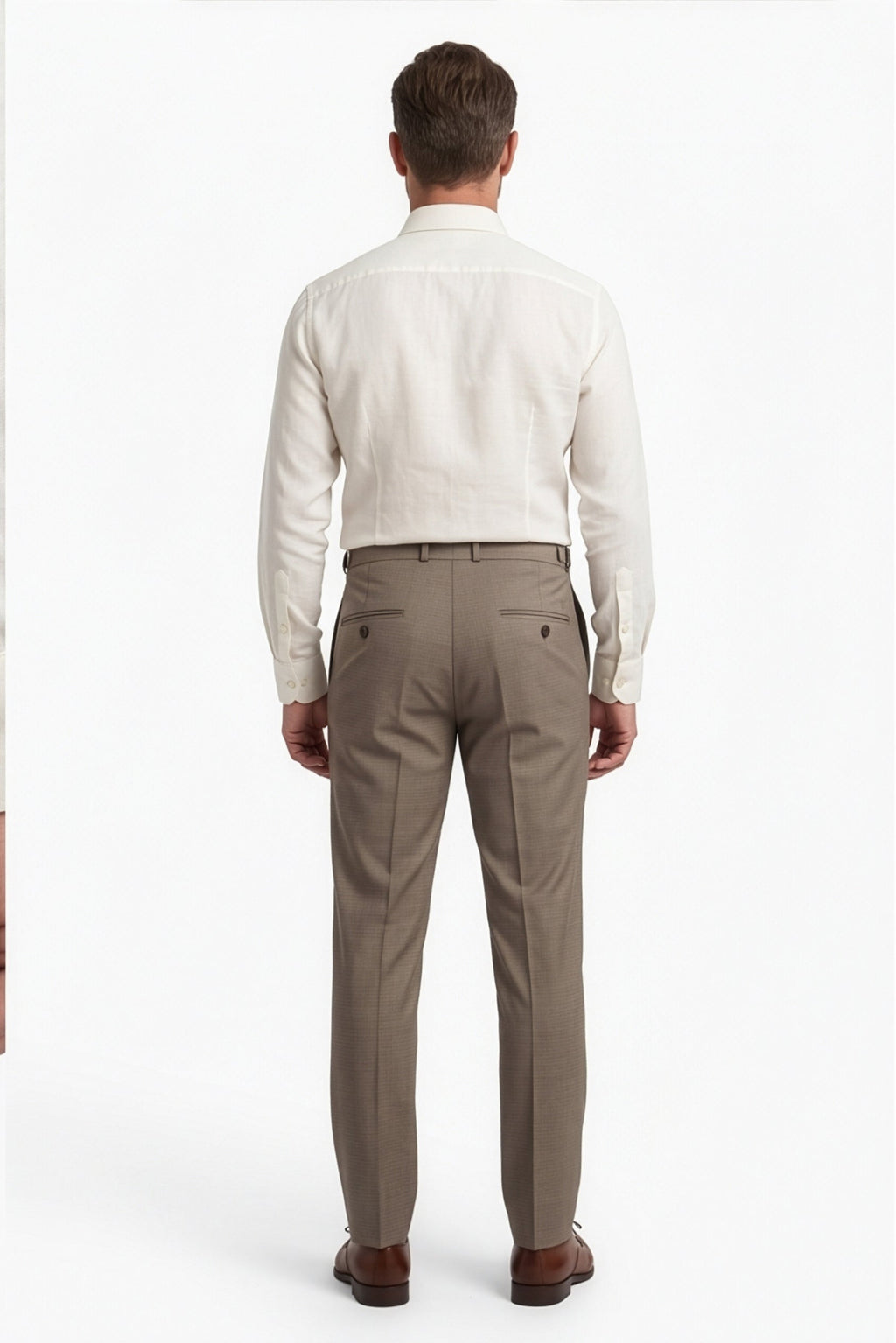 Calcani Men's Formal Pant Warm Khaki – Full Length Back View