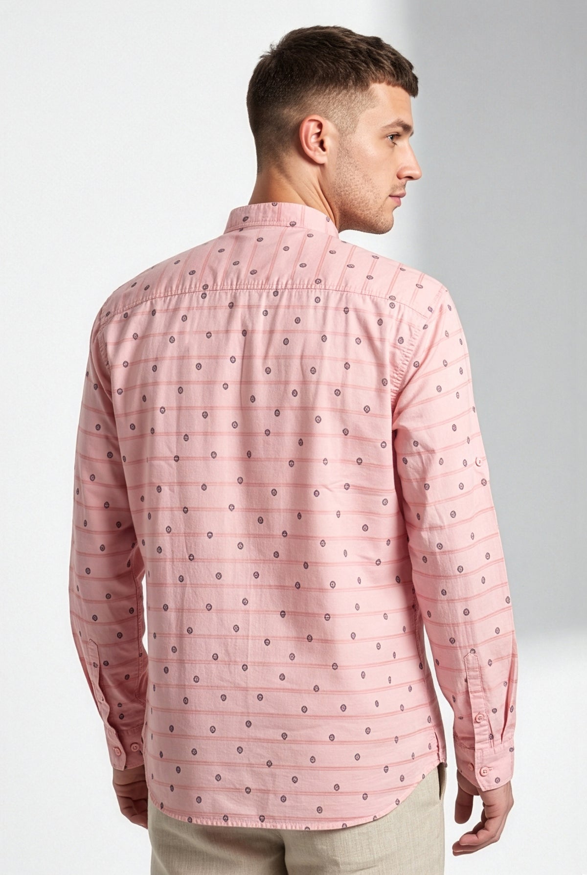 Blush pink printed short kurta, back view