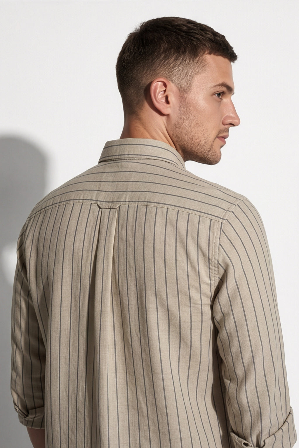 Americus Stripe Shirt – Khaki Pinstripe