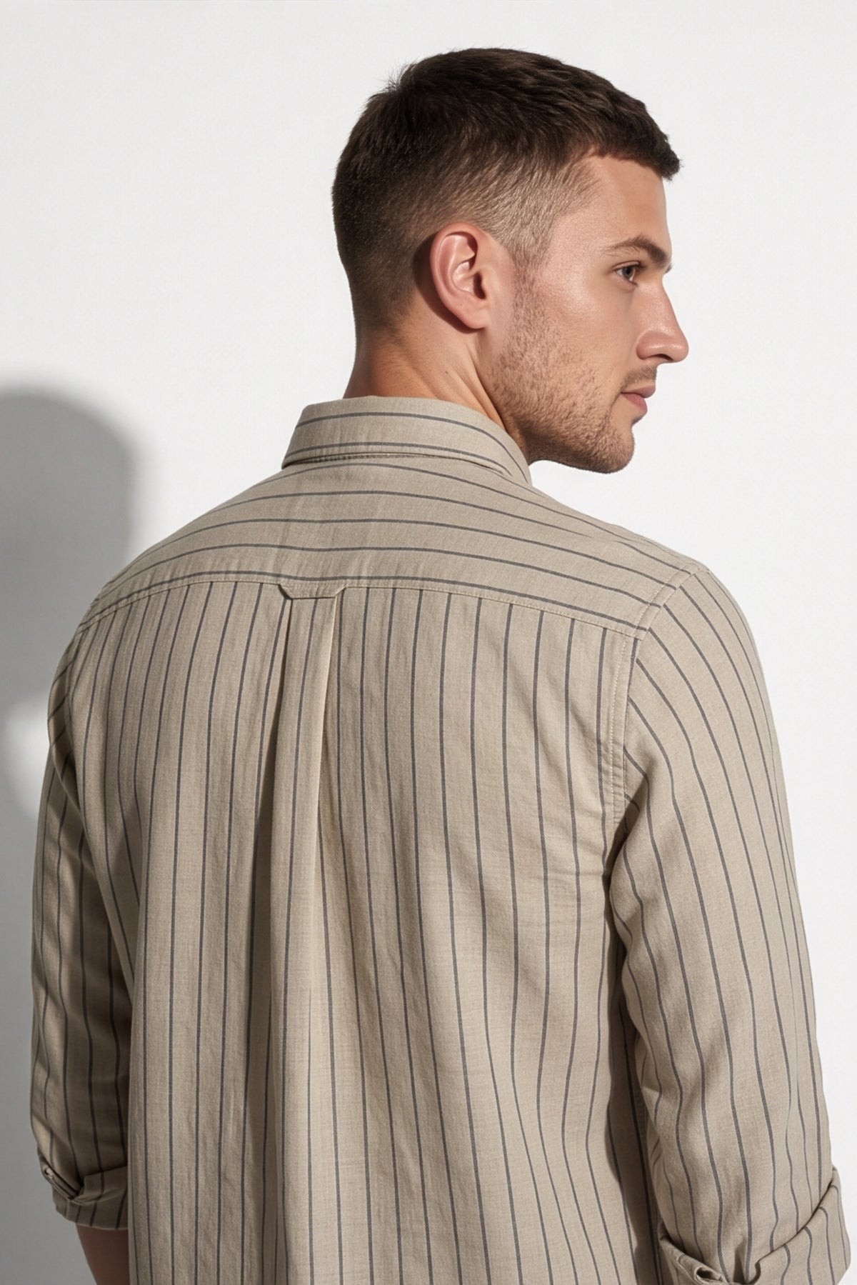 Americus Stripe Shirt – Khaki Pinstripe